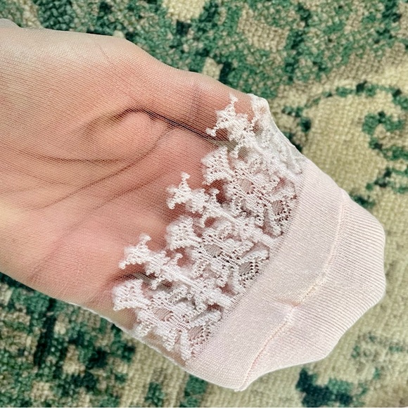 NWOT Sheer Pink Lacy Socks OSFM Ankle New Women’s Hosiery - Picture 3 of 5